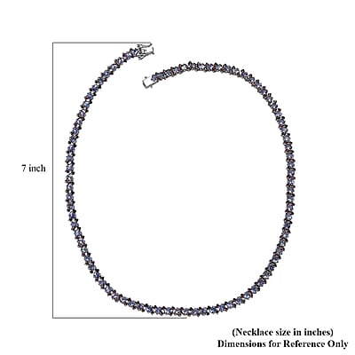 D'Joy Tanzanite and Anthill Garnet 18.80 ctw Natural Blooming Necklace in Rhodium Over Sterling Silver 18 Inches