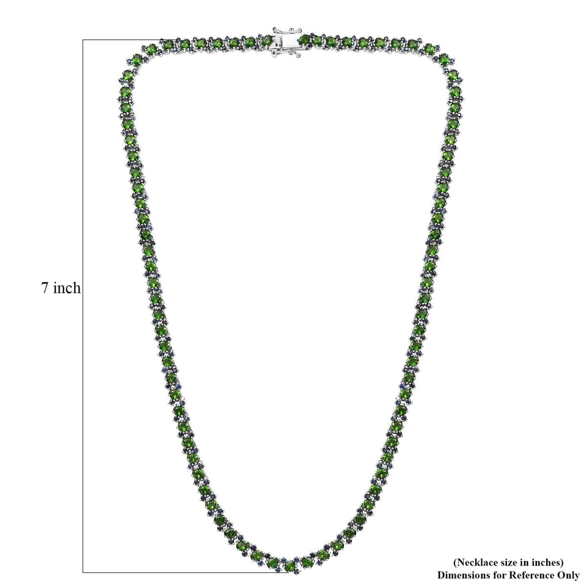 Chrome Diopside and Blue Sapphire 21.50 ctw Natural Blooming Necklace in Rhodium Over Sterling Silver 18 Inches image number 5