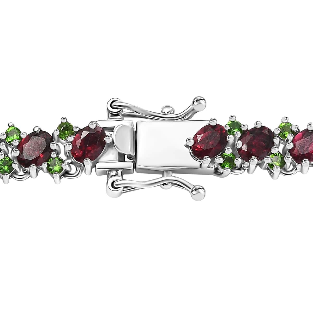 Anthill Garnet and Chrome Diopside 21.75 ctw Natural Blooming Necklace in Rhodium Over Sterling Silver 18 Inches image number 4