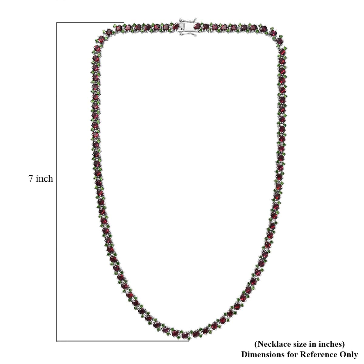 Anthill Garnet and Chrome Diopside 21.75 ctw Natural Blooming Necklace in Rhodium Over Sterling Silver 18 Inches image number 5