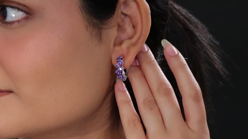 TLV Tanzanite, Anthill Garnet Hoop Earrings in Rhodium Over Sterling Silver 3.90 ctw