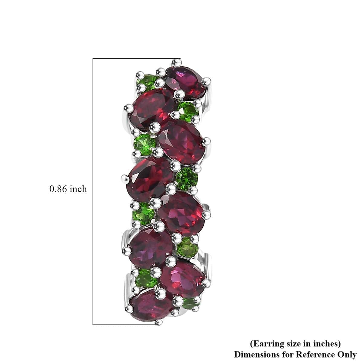 Anthill Garnet and Chrome Diopside 3.65 ctw Natural Blooming Hoop Earrings in Rhodium Over Sterling Silver image number 4