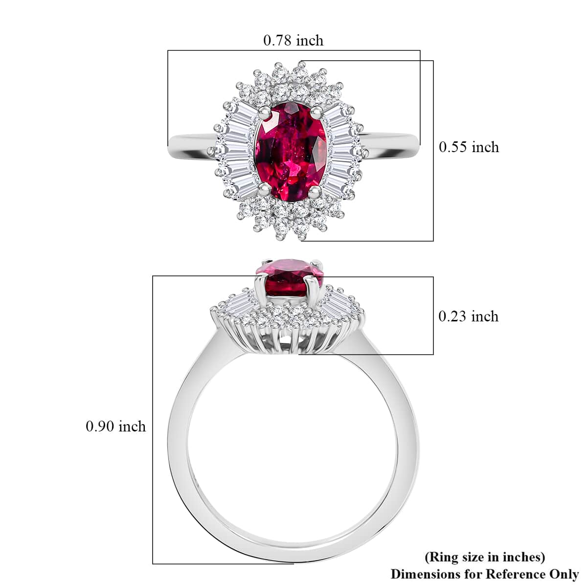 Premium Ouro Fino Rubellite and White Zircon 1.60 ctw Cosmic Bloom Ring in Rhodium Over Sterling Silver (Size 10.0) image number 5