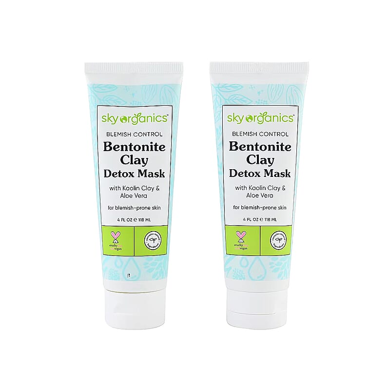 Closeout Sky Organics Bentonite Clay Detox Mask with Kaolin Clay & Aloe Vera BOGO (2x4oz)