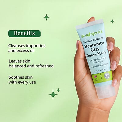Closeout Sky Organics Bentonite Clay Detox Mask with Kaolin Clay & Aloe Vera BOGO (2x4oz)