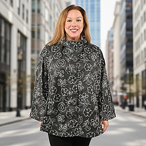 Closeout ShedRain GOGO Women's Raincoat Poncho - Black Floral Size S/M