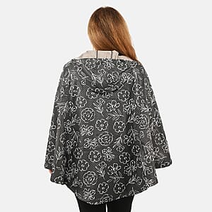 Closeout ShedRain GOGO Women's Raincoat Poncho - Black Floral Size S/M