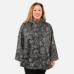 Closeout ShedRain GOGO Women's Raincoat Poncho - Black Floral Size L/XL