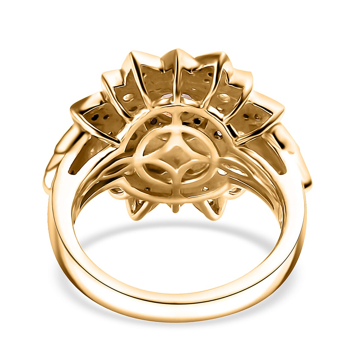 Jenipapo Andalusite and Moissanite 1.00 ctw Sunfire Bloom Ring in 18K Vermeil Yellow Gold Over Sterling Silver (Size 10.0) 