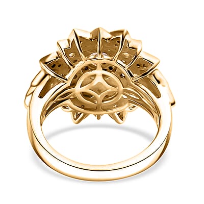 Jenipapo Andalusite and Moissanite 1.00 ctw Sunfire Bloom Ring in 18K Vermeil Yellow Gold Over Sterling Silver (Size 10.0) 