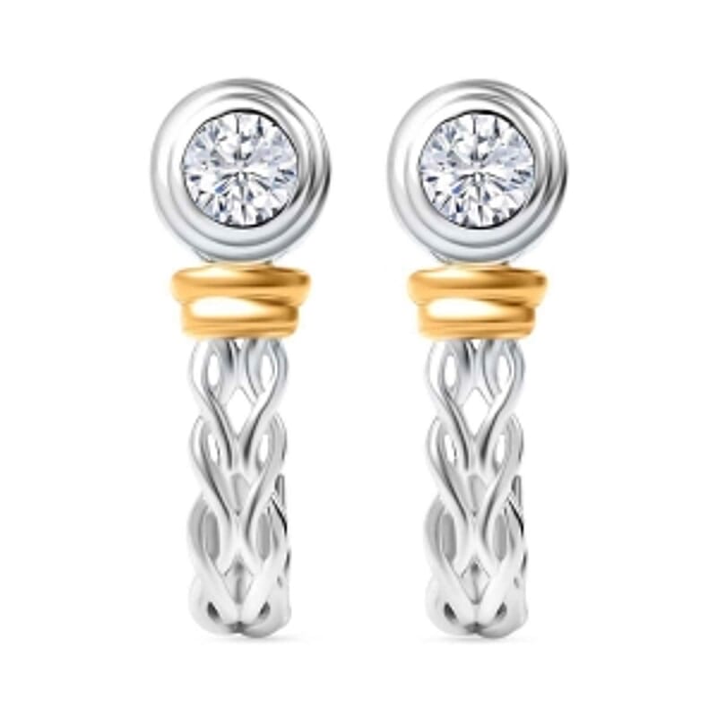Swarovski Zirconia Half Hoop 0.90 ctw Earrings in Vermeil YG Over Sterling Silver