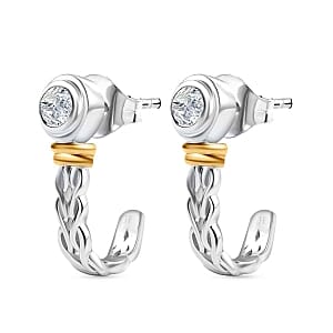 Swarovski Zirconia Half Hoop 0.90 ctw Earrings in Vermeil YG Over Sterling Silver