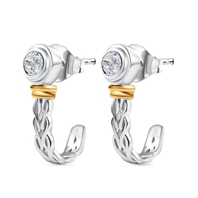 Swarovski Zirconia Half Hoop 0.90 ctw Earrings in Vermeil YG Over Sterling Silver