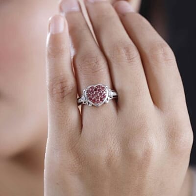 Swarovski Zirconia 1.23 ctw Cluster Ring in Vermeil RG Over Sterling Silver (Size 11.5)