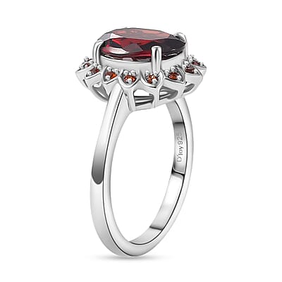 Mozambique Garnet 3.25 ctw Sunflower Ring in Rhodium Over Sterling Silver (Size 10.0)