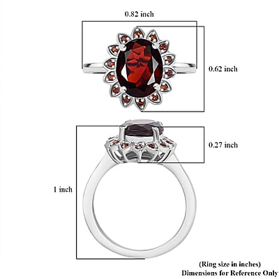 Mozambique Garnet 3.25 ctw Sunflower Ring in Rhodium Over Sterling Silver (Size 10.0)