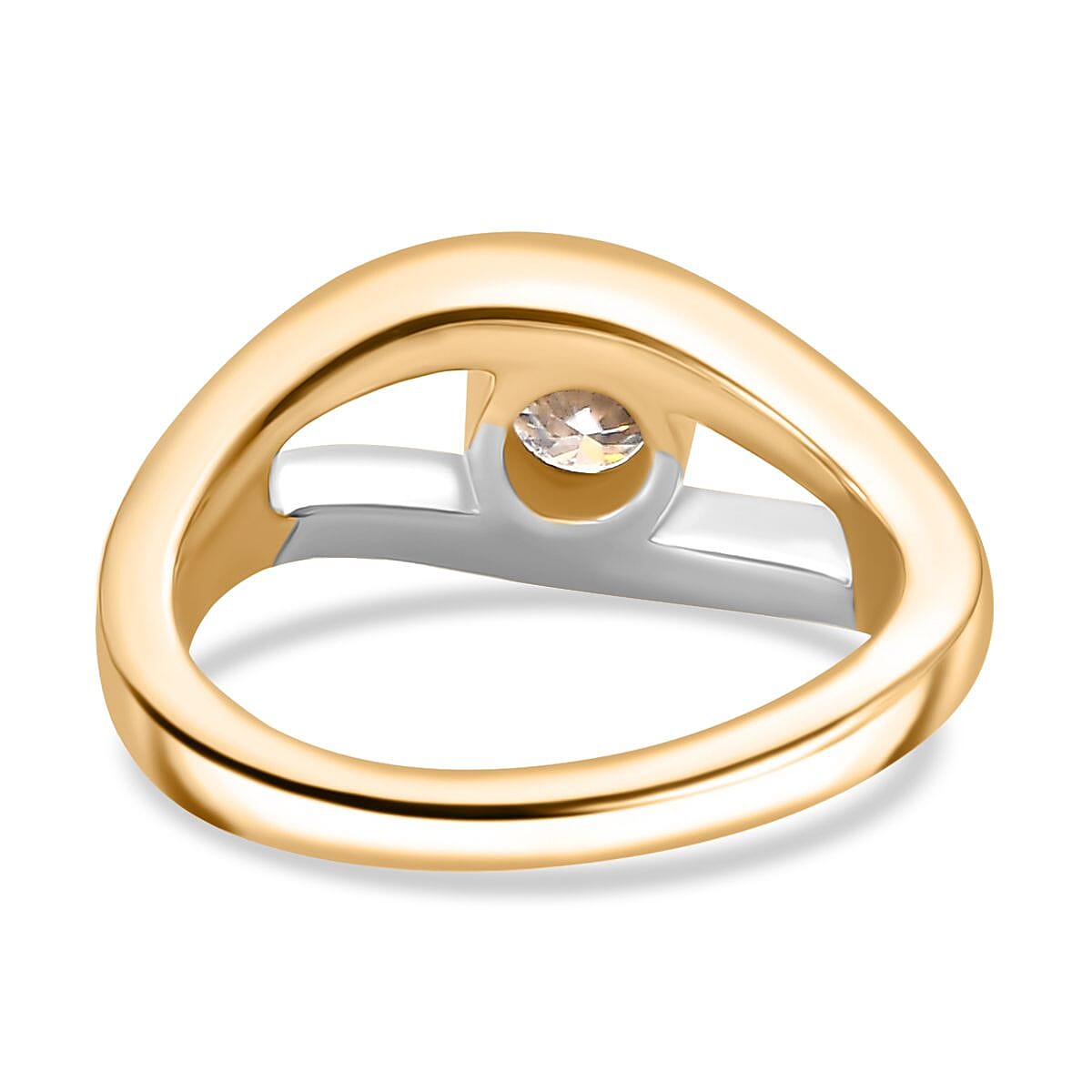Moissanite 0.75 ctw Ring in Rhodium and 18K Vermeil Yellow Gold Over Sterling Silver (Size 6.5)