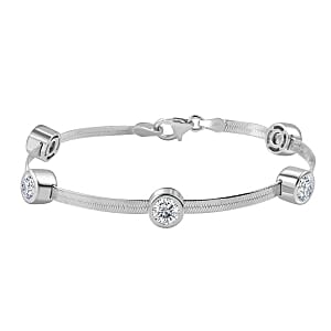 Swarovski Zirconia 6.35 ctw Bracelet in Rhodium Over Sterling Silver (7.50 In)