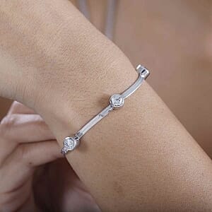 Swarovski Zirconia 6.35 ctw Bracelet in Rhodium Over Sterling Silver (7.50 In)