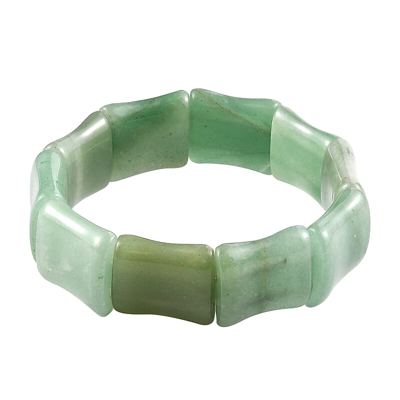 Green Aventurine 300.50 ctw Block Stretch Bracelet