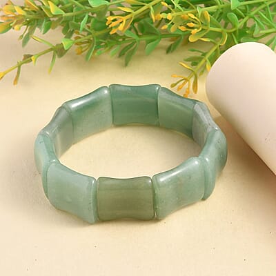 Green Aventurine 300.50 ctw Block Stretch Bracelet