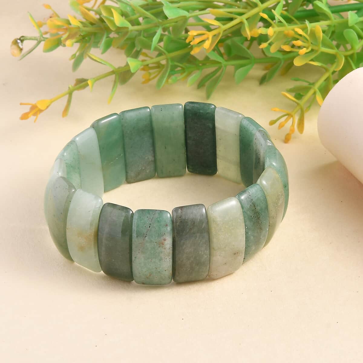 Green Aventurine 355.00 ctw Block Stretch Bracelet image number 1