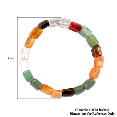 Multi Gemstone 352.30 ctw Block Stretch Bracelet