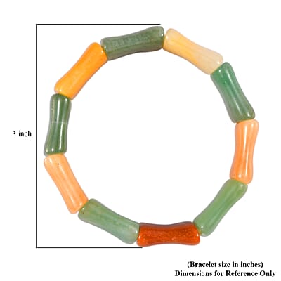 Green Aventurine and Agate 294.60 ctw Block Stretch Bracelet