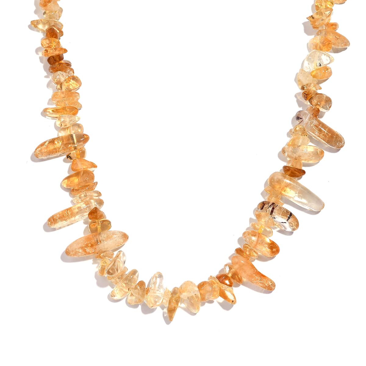 Citrine 250.00 ctw Chips Necklace in Platinum Bond 20 Inches image number 0