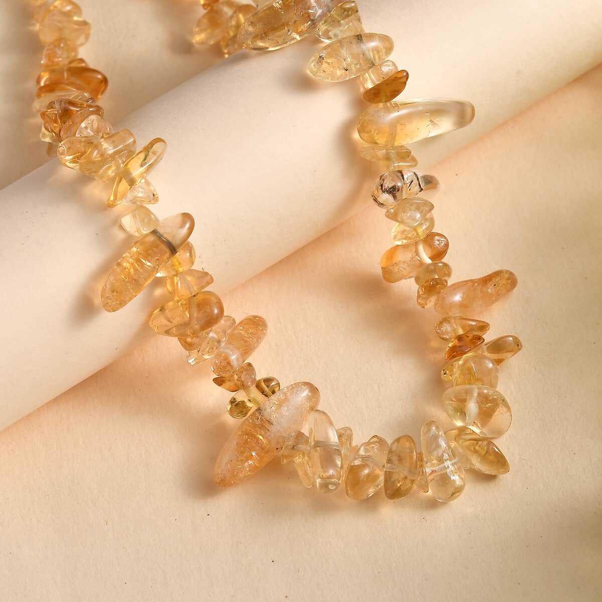 Citrine 250.00 ctw Chips Necklace in Platinum Bond 20 Inches image number 1