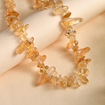 Citrine 250.00 ctw Chips Necklace in Platinum Bond 20 Inches