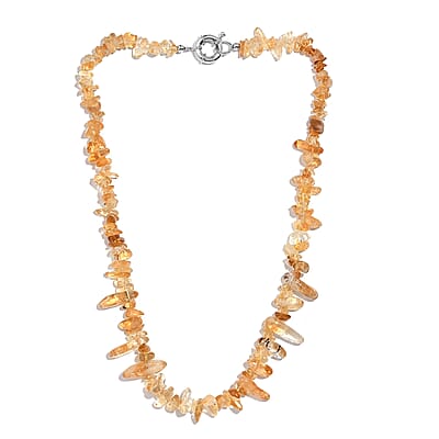 Citrine 250.00 ctw Chips Necklace in Platinum Bond 20 Inches
