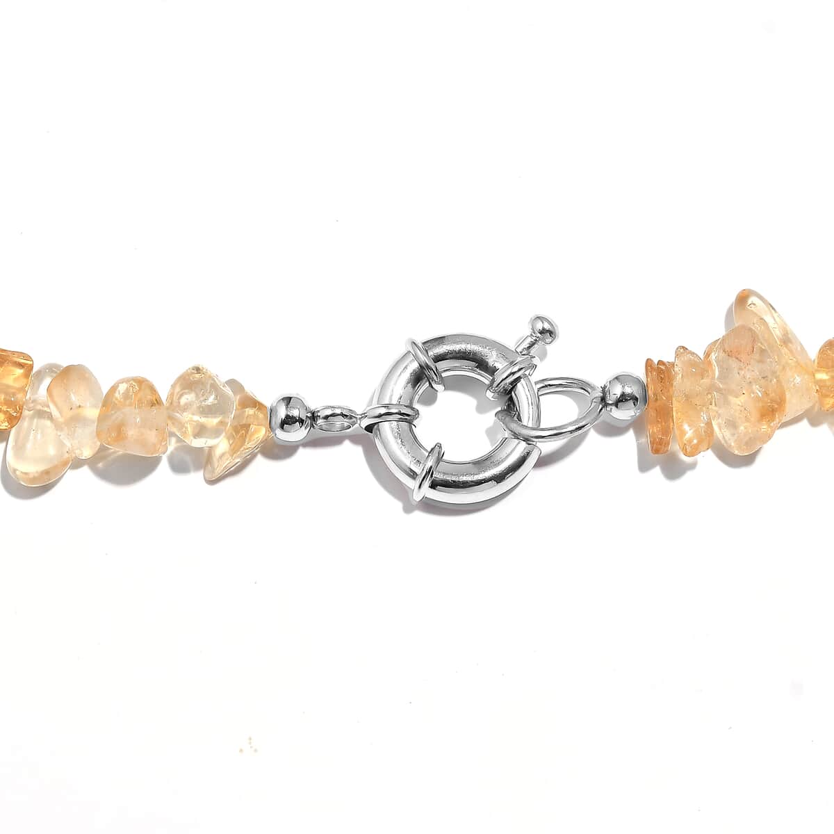 Citrine 250.00 ctw Chips Necklace in Platinum Bond 20 Inches image number 4