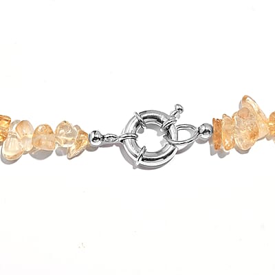 Citrine 250.00 ctw Chips Necklace in Platinum Bond 20 Inches