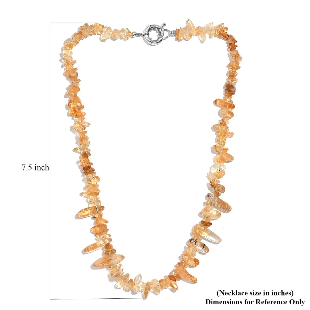 Citrine 250.00 ctw Chips Necklace in Platinum Bond 20 Inches image number 5