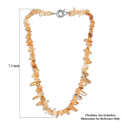 Citrine 250.00 ctw Chips Necklace in Platinum Bond 20 Inches
