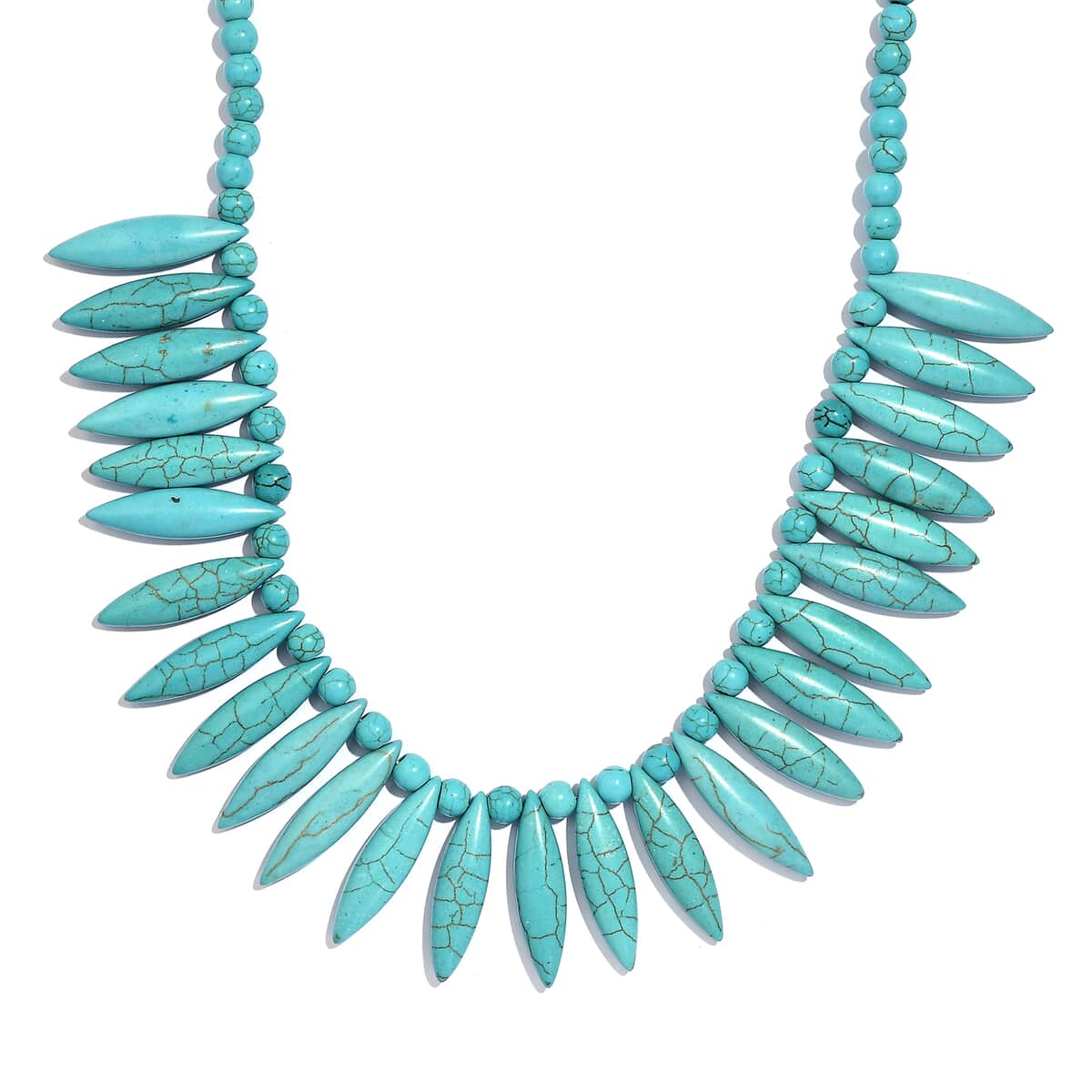 Blue Howlite 332.00 ctw Chips Necklace in Platinum Bond 20 Inches image number 0