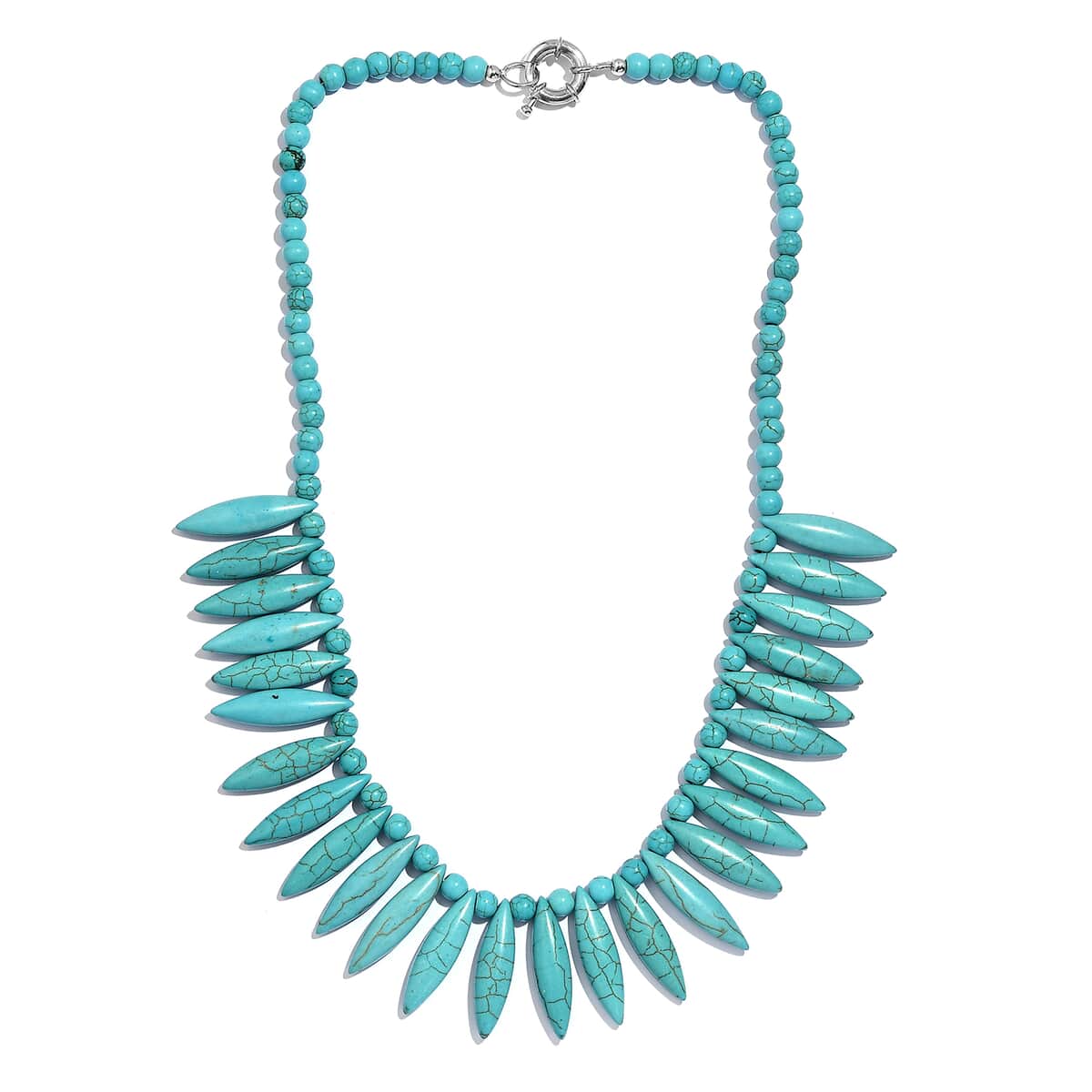 Blue Howlite 332.00 ctw Chips Necklace in Platinum Bond 20 Inches image number 3