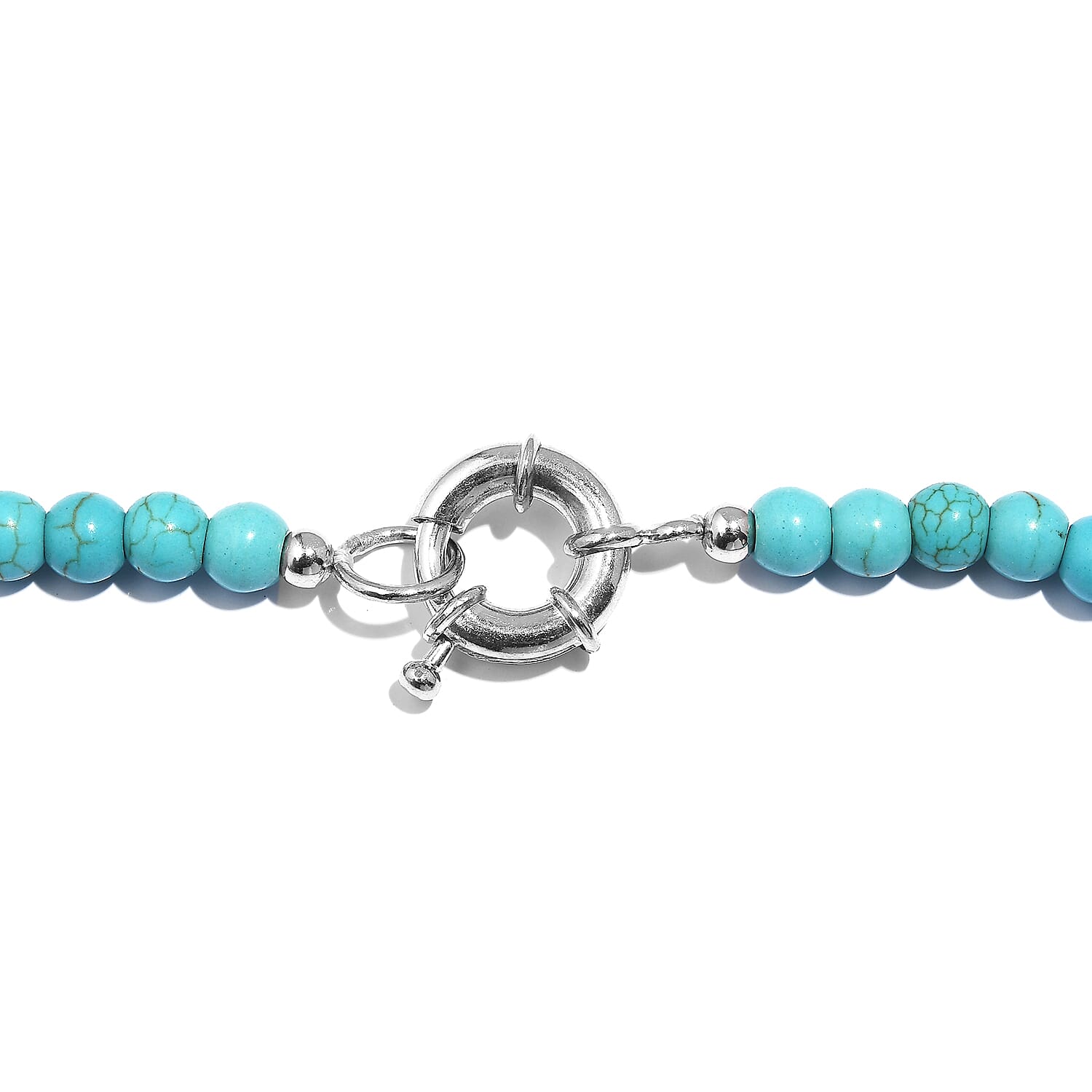 Blue Howlite 332.00 ctw Chips Necklace in Platinum Bond 20 Inches
