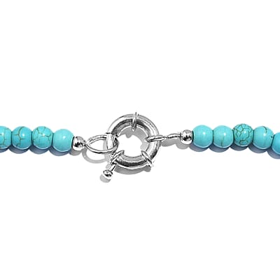 Blue Howlite 332.00 ctw Chips Necklace in Platinum Bond 20 Inches