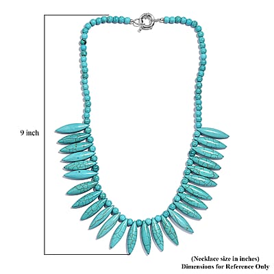 Blue Howlite 332.00 ctw Chips Necklace in Platinum Bond 20 Inches