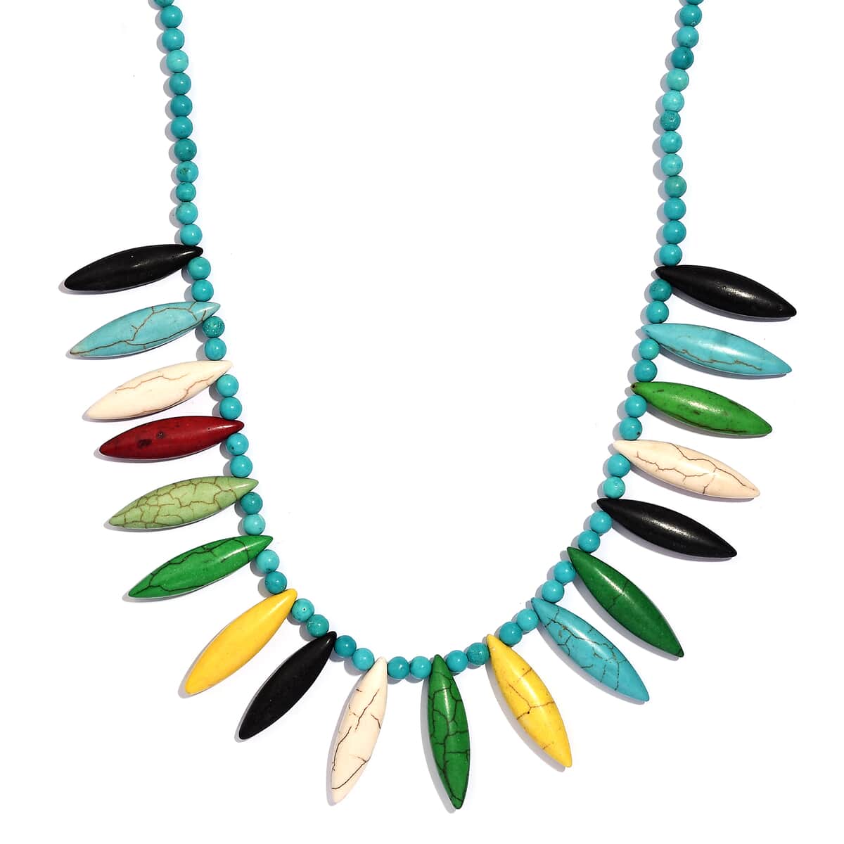 Multi Color Howlite 295.00 ctw Chips Necklace in Platinum Bond 20 Inches image number 0