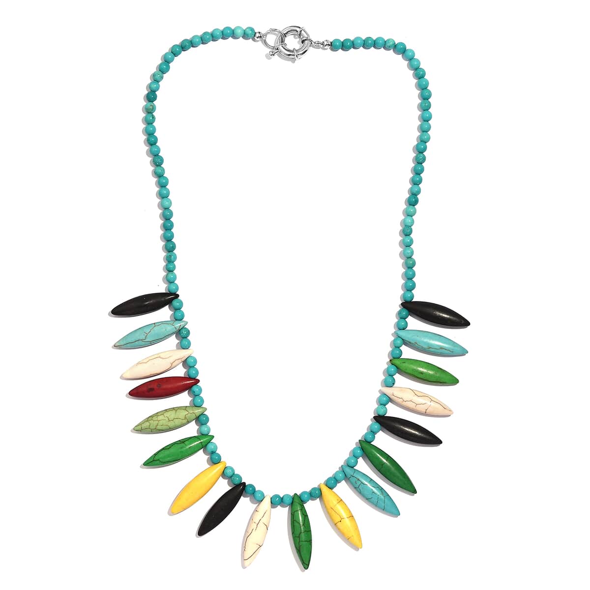 Multi Color Howlite 295.00 ctw Chips Necklace in Platinum Bond 20 Inches image number 3