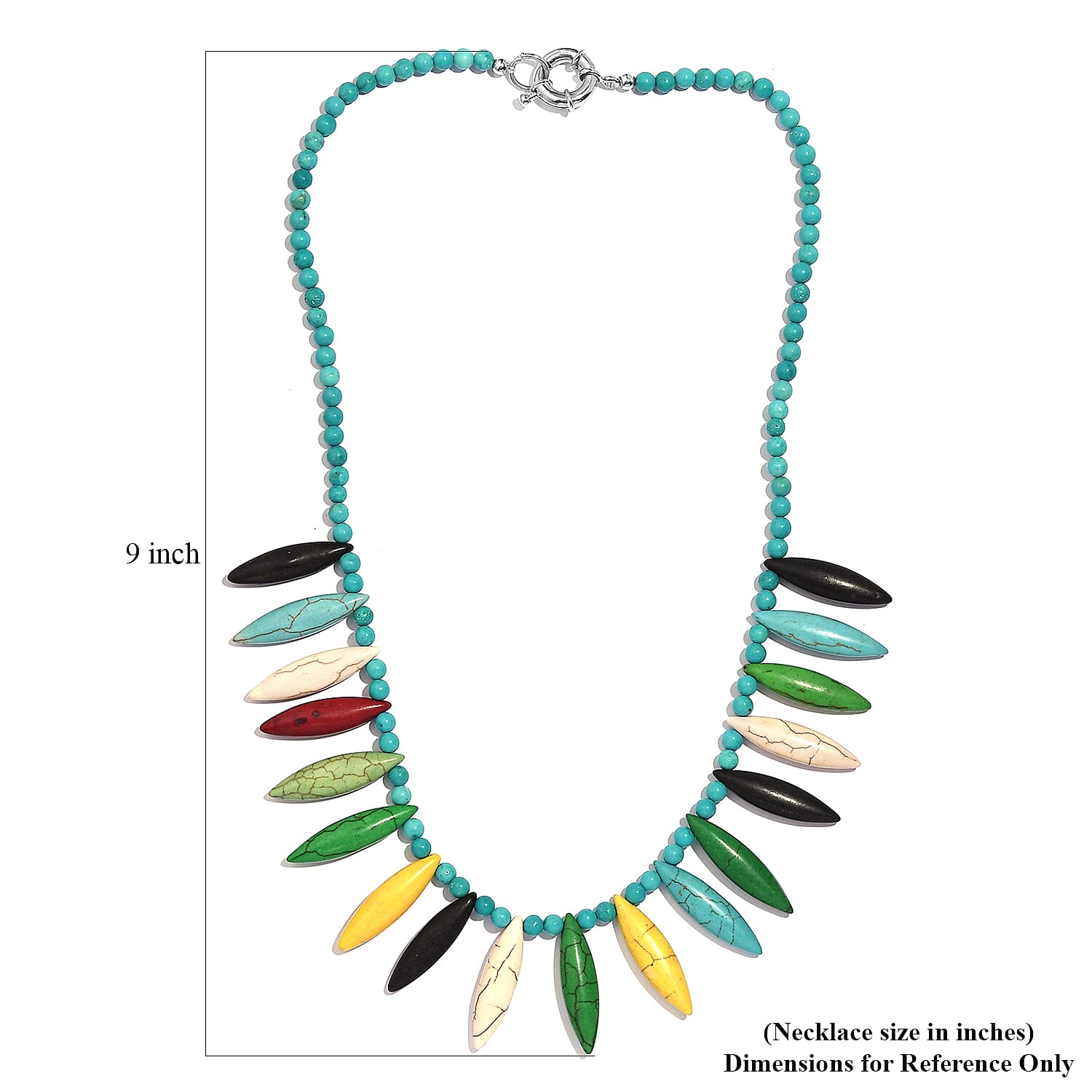 Multi Color Howlite 295.00 ctw Chips Necklace in Platinum Bond 20 Inches