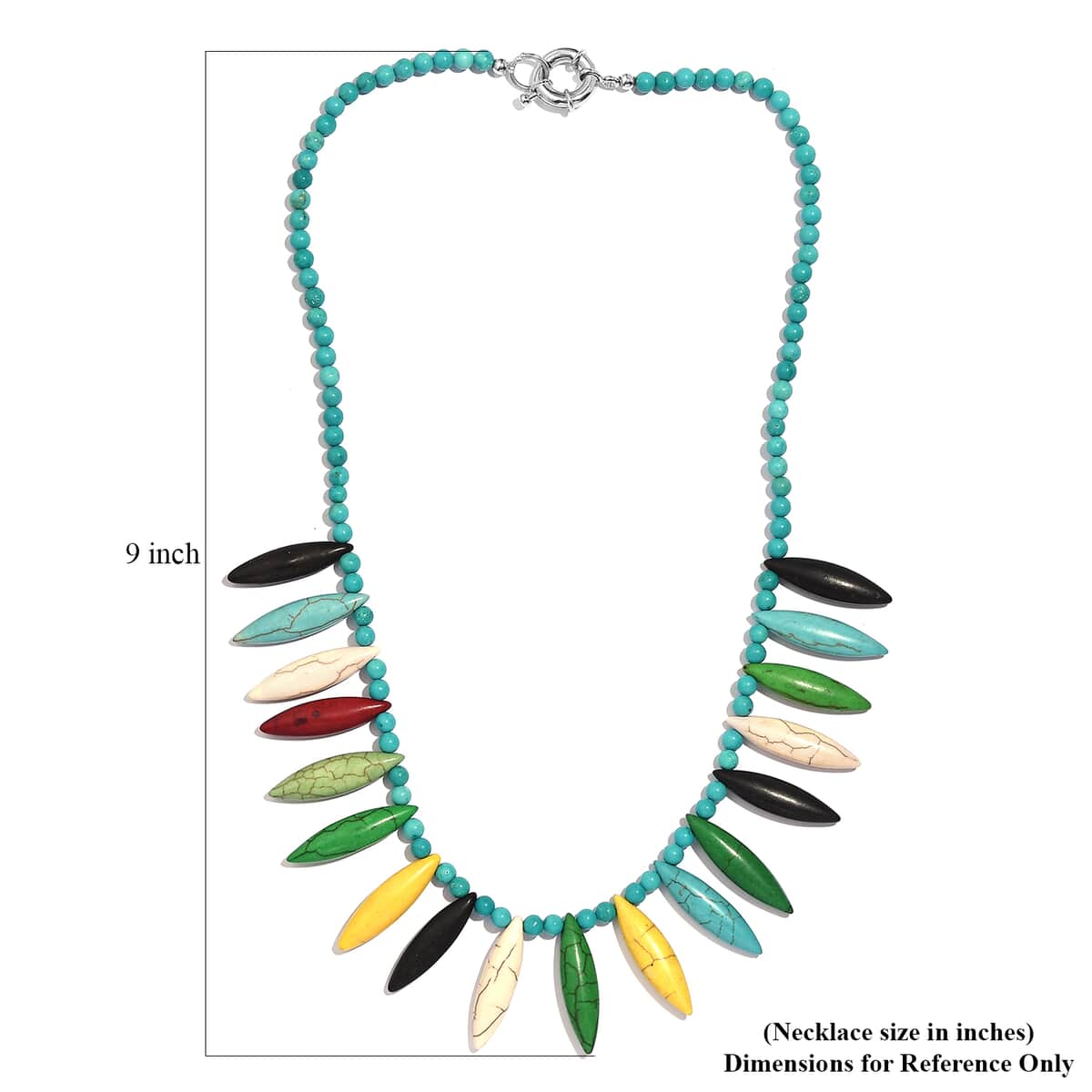 Multi Color Howlite 295.00 ctw Chips Necklace in Platinum Bond 20 Inches image number 5