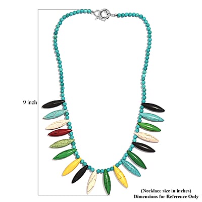 Multi Color Howlite 295.00 ctw Chips Necklace in Platinum Bond 20 Inches