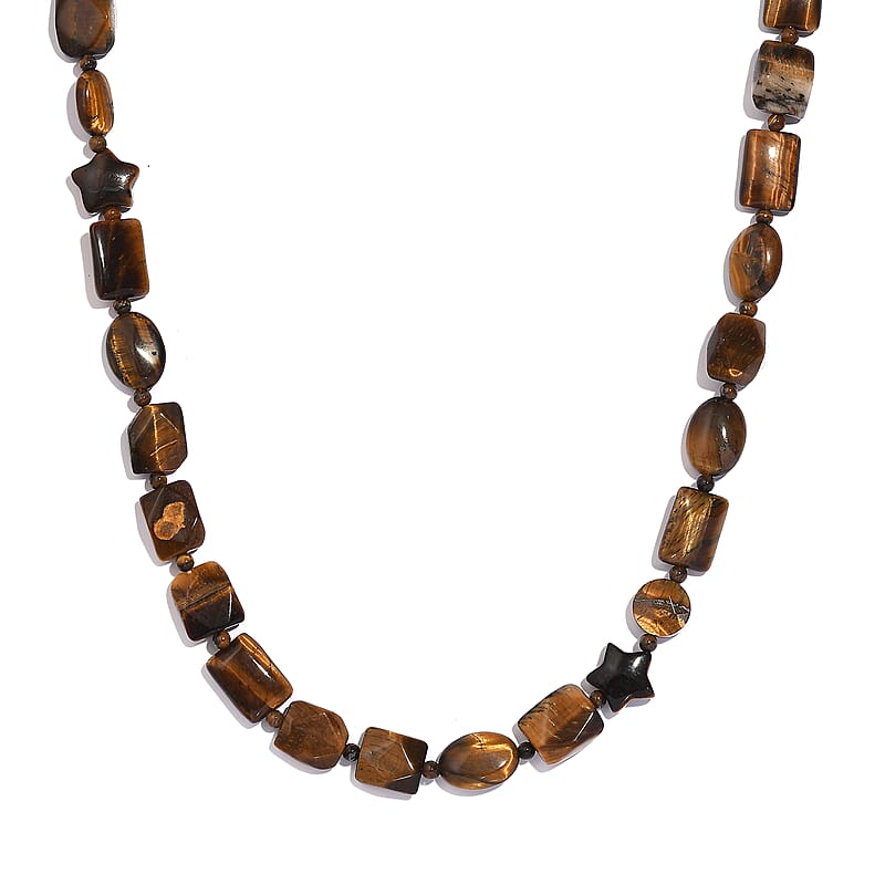 Karis Tigers Eye's 242.00 ctw Necklace 24 Inches in Platinum Bond 