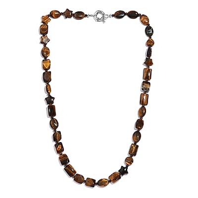 Karis Tigers Eye's 242.00 ctw Necklace 24 Inches in Platinum Bond 
