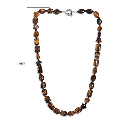 Karis Tigers Eye's 242.00 ctw Necklace 24 Inches in Platinum Bond 
