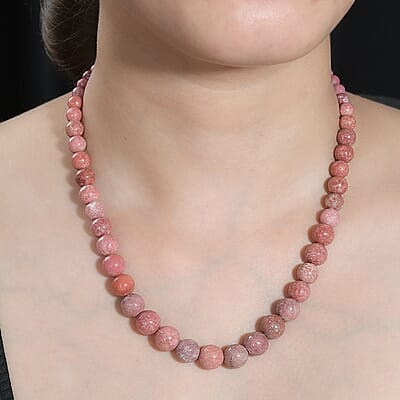 Norwegian Thulite 222.00 ctw Chips Necklace in Platinum Bond 20 Inches
